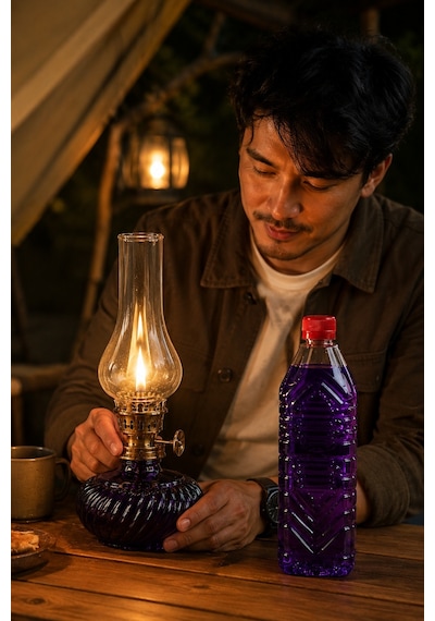 Cam Gaz Lambası 750 Ml Gaz Lambası Yakıtı Hediyeli Nostaljik Aydınlatma Şeffaf