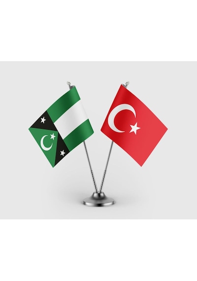 Batı Trakya Bağımsız Hükümeti Ve Türk Bayrağı İkili Saten Masa Bayrağı Takımı Diğer