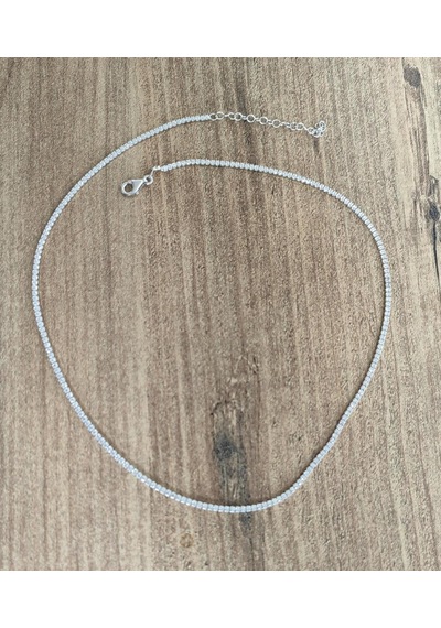 1,5 Mm Taşlı Gümüş Suyolu Choker Kolye Rose Gold