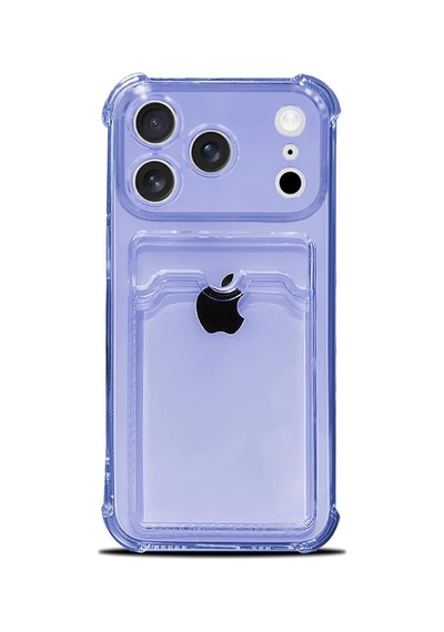İphone 17 Pro Uyumlu Kamera Korumalı Kartlıklı Köşeleri Airbag Tasarımlı Darbe Önleyici Mor