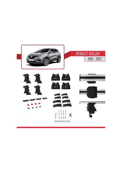 Renault Kadjar 2015-2022 Arası İle Uyumlu Ace-4 Ara Atkı Tavan Barı Gri