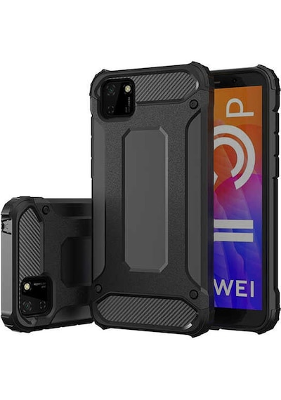 Noktaks - Huawei Uyumlu Huawei Y5p - Kılıf Çift Katman Zırh Tank Crash Military Kapak - Mavi