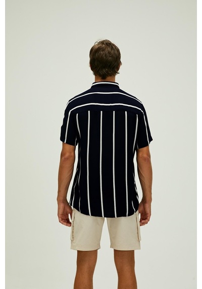 Bad Bear Sergio Shirt Siyah Kısa Kollu Çizgili Erkek Gömlek-siyah Siyah