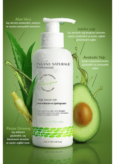 Insane Naturale Yağlı Saçlar İçin Nem Dengeleyici Saç Bakım Şampuan 500 ML