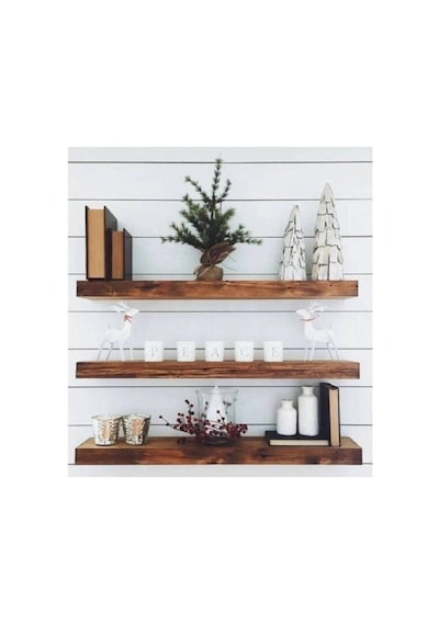 Dekoratif Yüzen Ahşap Raf Tekli 155x25x4 Cm Gizli Monte Demir Aparatı Ile Göndermekteyiz Kahverengi