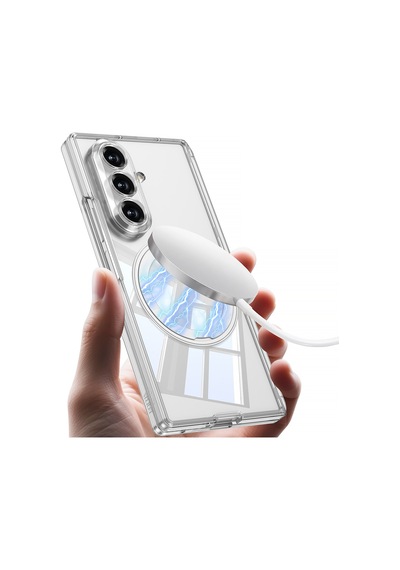 Samsung Galaxy  Uyumlu,  Z Fold 8 Ultra M-safe Şarj Özellikli Zore Kıpta Kpt-02 Standlı Kapak Şeffaf