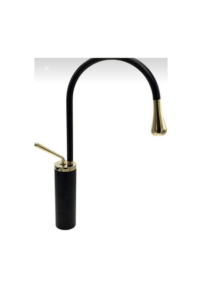İsaoğlu Yapı Çanak Lavabo Bataryası Gold Siyah Lavabo Musluğu Drop Design Gold Lavabo Armatür Gold