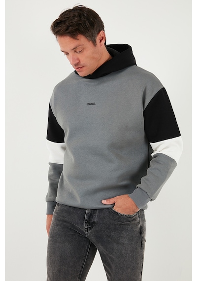 Buratti Pamuklu Relaxed Fit Kapüşonlu Içi Tüylü Yumuşak Şardonlu Erkek Sweat 5905299 Açık Haki