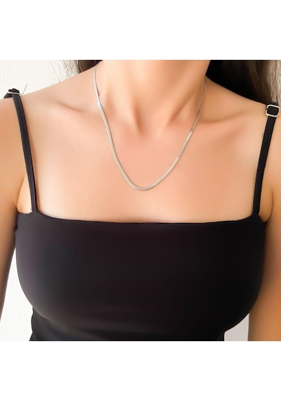 Ferizz Ferizz 316L Çelik 2 Mm Balık Sırtı Unısex Zincir Kolye Zn-215 Sarı