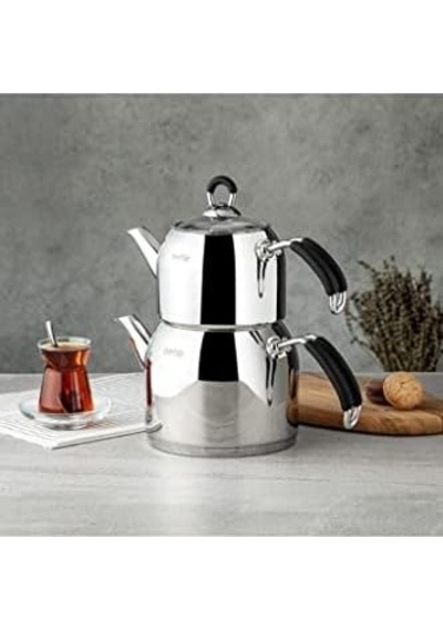 Modern Mini Küçük Boy 0.8-1.6 Lt. Paslanmaz Çelik Çaydanlık Takımı Çelik