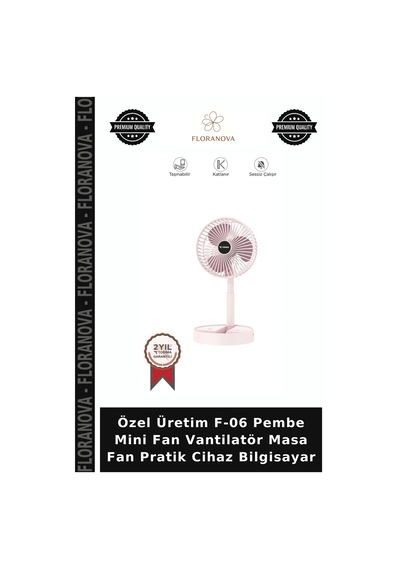Özel Üretim F-06 Pembe Mini Fan Vantilatör Masa Fan Pratik Cihaz Bilgisayar