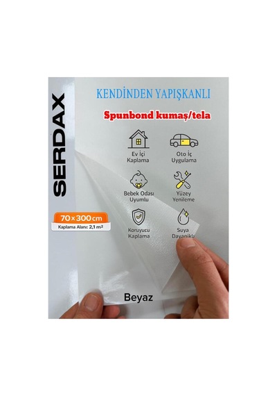 Extra Yapışkanlı Spunbond Kumaş/tela Kaplama Beyaz 70cm X 300cm Beyaz Beyaz