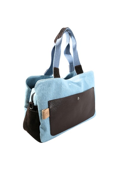 Biem Accessory Biem Açık Mavi-kahve Denim Salaş-retro Taş Trok Döşemeli Çok Gözlü Çanta Çok Renkli