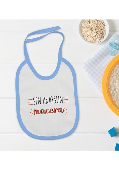BK Kids Sen Araysun Macera Tasarımlı Mavi Bebek Mama Önlüğü-1