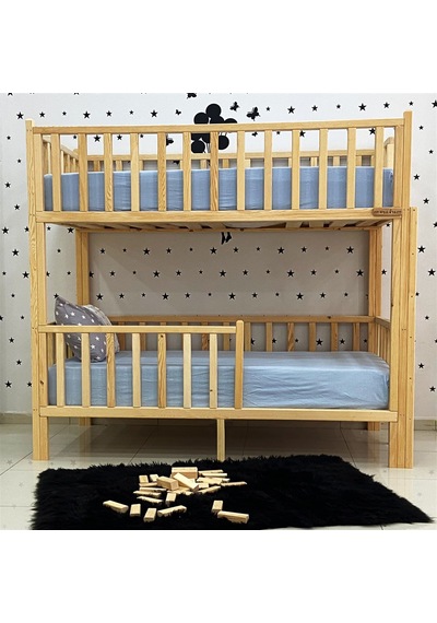 Markaawm Markaawm Montessori Yatak Doğal Çam Karyola Merdivenli Ranza Akçaağaç