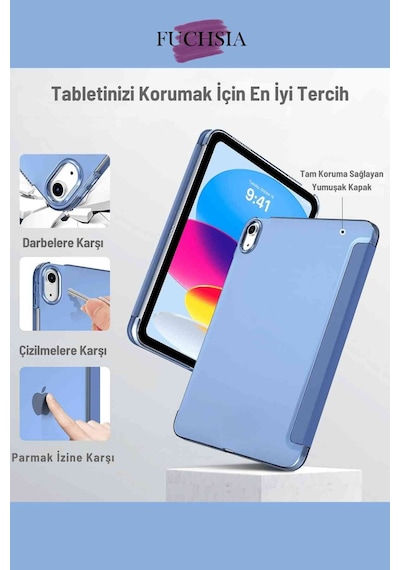 Galaxy Uyumlu Tab S10 Fe 10.9 İnç Uyumlu Kalem Bölmeli Katlanabilir Standlı Tri Folding Tablet Kılıfı Kapaklı Kılıf