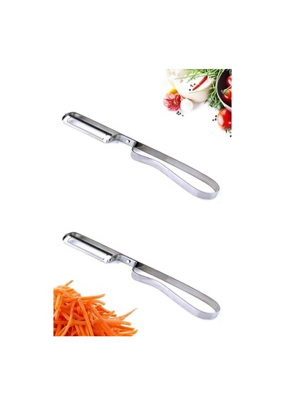 2 Adet Paslanmaz Çelik Soyacak & Yan Soyacak & Sebze Domates Patates Soyacağı S-2736 Gümüş Diğer