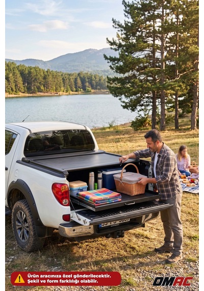 Mitsubishi L200 2010-2015 Düz Kasa Uyumlu Araca Özel Omback Sürgülü Bagaj Kapama Siyah