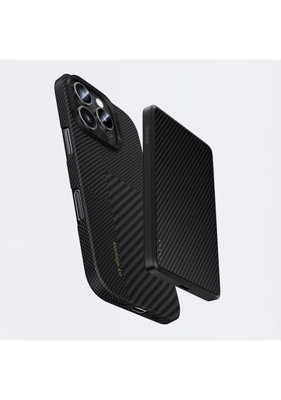 Apple Uyumlu iPhone 16 Pro Kılıf M-safe Şarjlı Metal Kamera Çerçeveli Benks Montage Armorair Kevlar Kapak Siyah Siyah