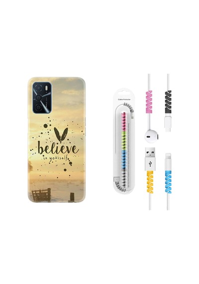 Oppo A16 Kılıf Kablo Koruyuculu Belive In Yourself 1316