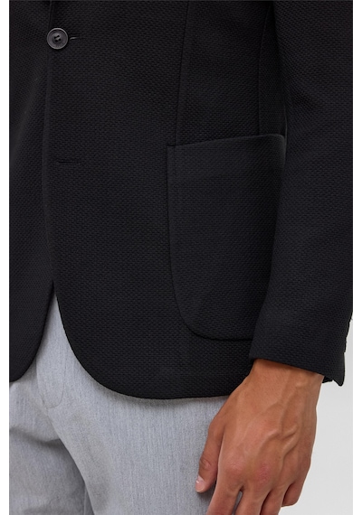 Süvari Siyah Slim Fit Desenli Mono Yaka 6 Drop Ceket-38403 Siyah