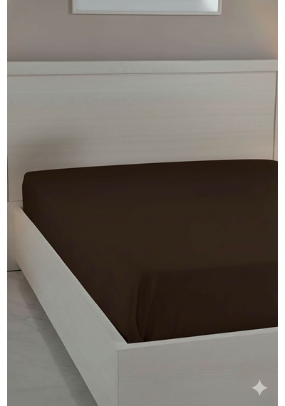 %100 Pamuk Ranforce Premium Çift Kişilik Çarşaf - Kahverengi Kahverengi