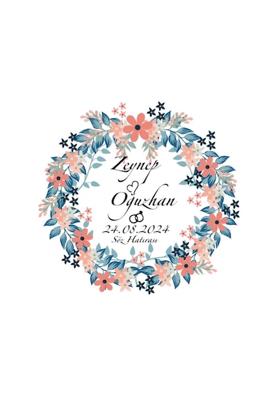 Kesik Köşeli Kare Mühür Kına Nişan Düğün 3x3 Cm Özel Etiket / 50 Adet Sticker Beyaz