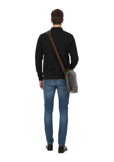 Baglan Erkek Büyük Beden Polo Yaka Cepli Selanik Sweatshirt Bgl-st04978 Siyah