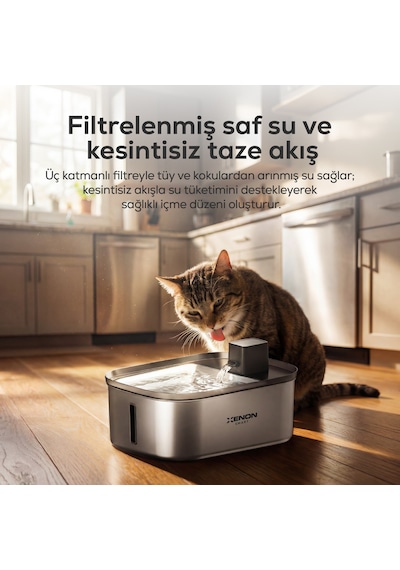 Xenon Smart Su Pınarı | Akıllı, 6.5L, Radar Sensörlü, 60 Gün Şarjlı, Çelik İç Yüzey, Tüm Patilere Uygun (X8658)