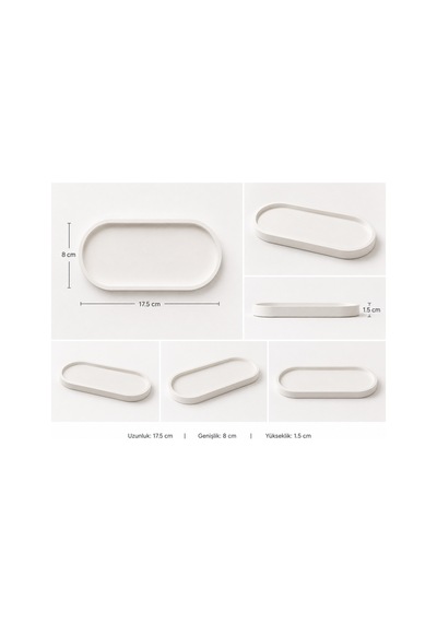 Dekoratif Oval Tepsi Takı, Anahtar Ve Aksesuar Düzenleyici 17,5 X 8 Cm Beyaz - 910555067 Beyaz - 910555067
