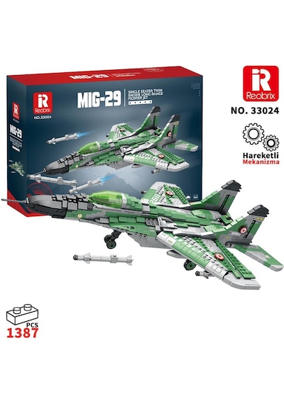 Reobrix 33024 Savaşçı Sovyet Mikoyan Mig-29 Jet Uçak Yaratıcı Yapı Blok Seti Building Blocks - 1387 Parça