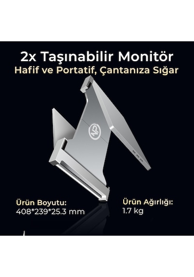 Npo Npm20 30 MS 60 Hz 15.4" FHD 1080p Ips Type-c Taşınabilir Dizüstü 2'li Monitör Çoklayıcı Notebook Monitör