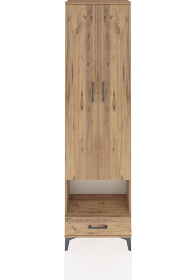 Arges Dolap 4 Raflı Tek Çekmeceli Tek Askılı 60x30x221 Çam-çam Çam
