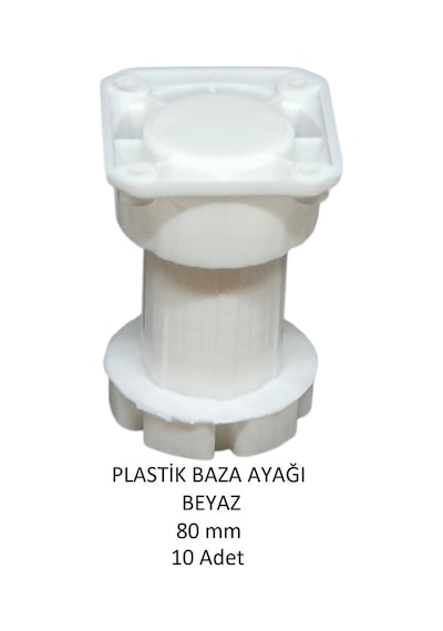 Plastik Baza Ayağı, Beyaz, 8 Cm 10 Adet Beyaz