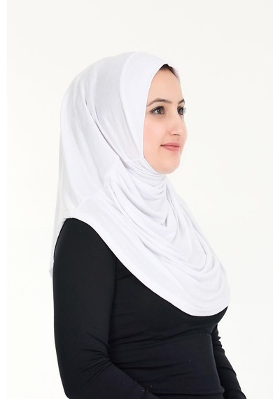 Sensu Tesettür Hazır Türban Pileli Pratik Namaz Örtüsü Beyaz
