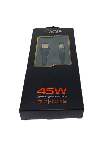 Auris Ars-cb51 45w Usb Apple iPhone Uyumlu Kablo Şeffaf Işıklı
