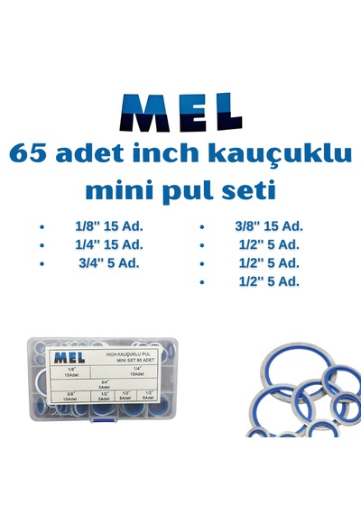 Mel 65 Parça Inch Ölçülü Oringli Pul Seti