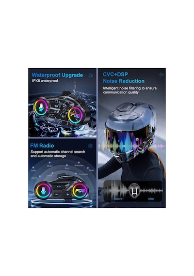 Y13 Motor Kask Kulaklık Rgb Modlu Radyolu Motosiklet Kulaklık 5.3 Bluetooth Intercom 67190279