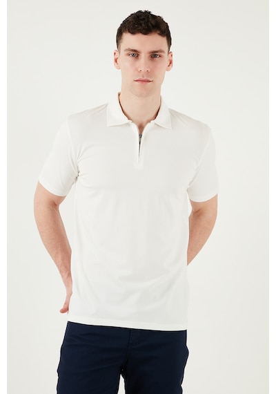 Buratti Pamuklu Regular Fit Yarım Fermuarlı Erkek Polo Yaka T Shirt 5902972 Ekru