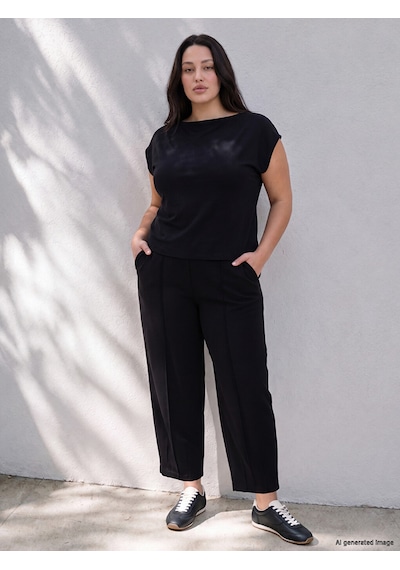 Lcw Curve Siyah Büyük Beden Soft Touch Kadın Pantolon