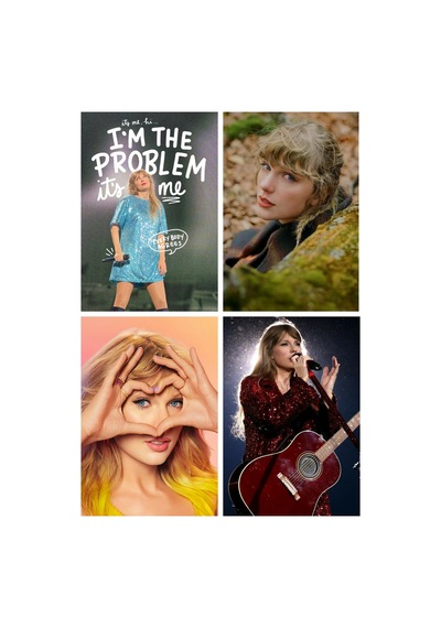 Taylor Swift Büyük 1 No Kartpostal 10cm 15cm Desenli 4'lü Kartpostal Seti
