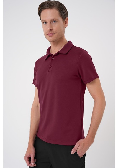 Efor Comfort Fit Polo Yaka Esnek Pamuk Casual Bordo Tişört Ts 886 Bordo