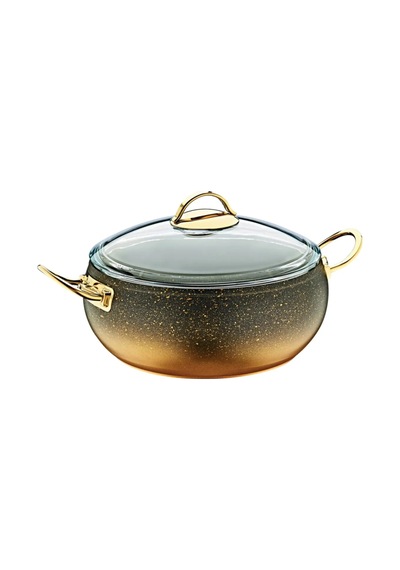 3141 28cm Granit Tencere Gold - Siyah