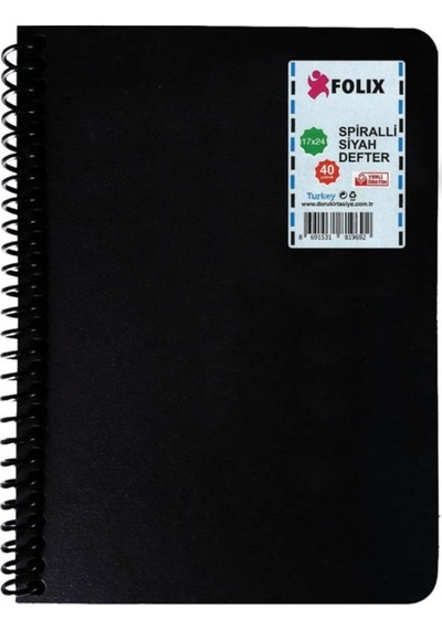 Folix Spiralli Siyah Defter 120 Gr. 17 x 24 CM. 40 Yp. N11.1342