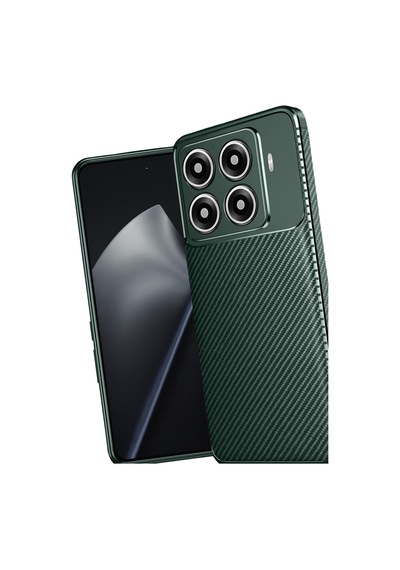 Xiaomi 15t Pro Kılıf Focus Carbon Silikon Kapak Koyu Yeşil