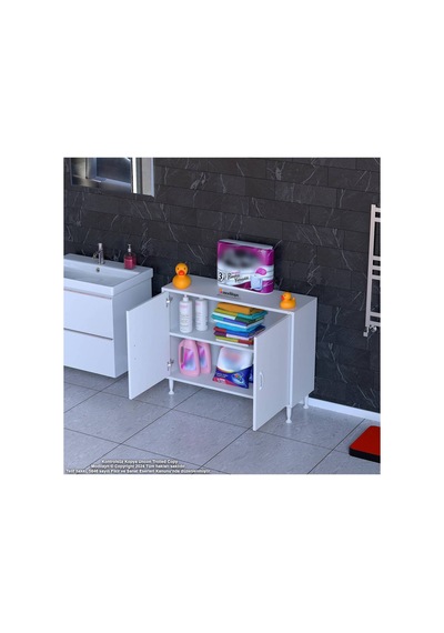 Söke 95x75x32,5 Cm Lik Küçük Alanlar İçin Akıllı Çözümler 2 Kapaklı 2 Göz Raflı Dolap Beyaz