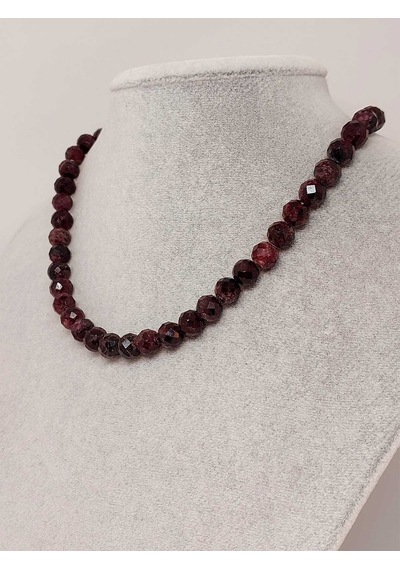 Lal Granat Garnet Taşı Faset Kesim Kolye 8mm Sabit Klipsli