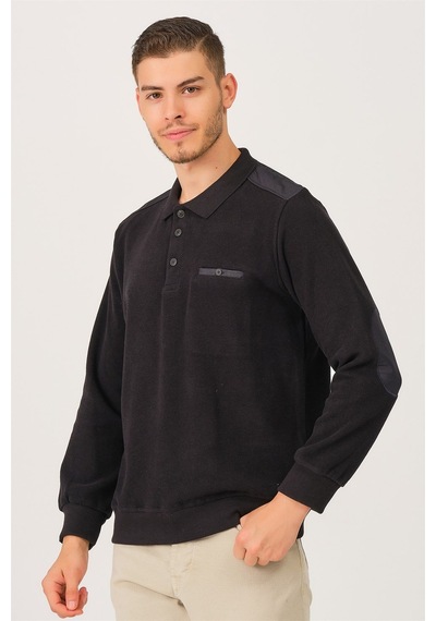 V2501 Dewberry Dıo Rıse Polo Yaka Erkek Sweatshırt-siyah Siyah