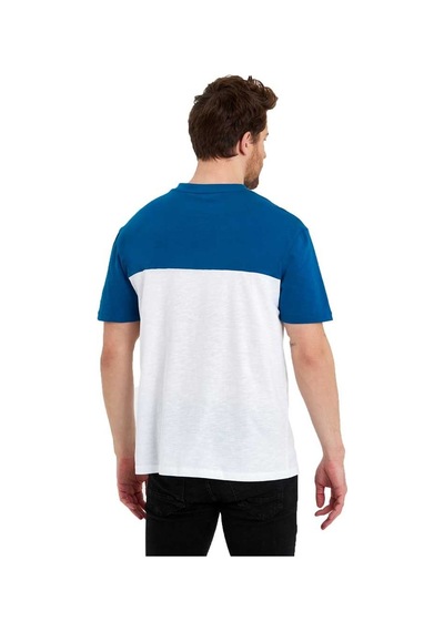 Erkek Bisiklet Yaka Blok Renkli Regular Fit Baskılı Tişört 001