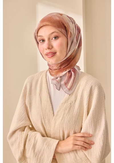 Silk Home Olinda İpek Eşarp 47004-03 Gri, Gül Kurusu, Bej, Taba, Bordo